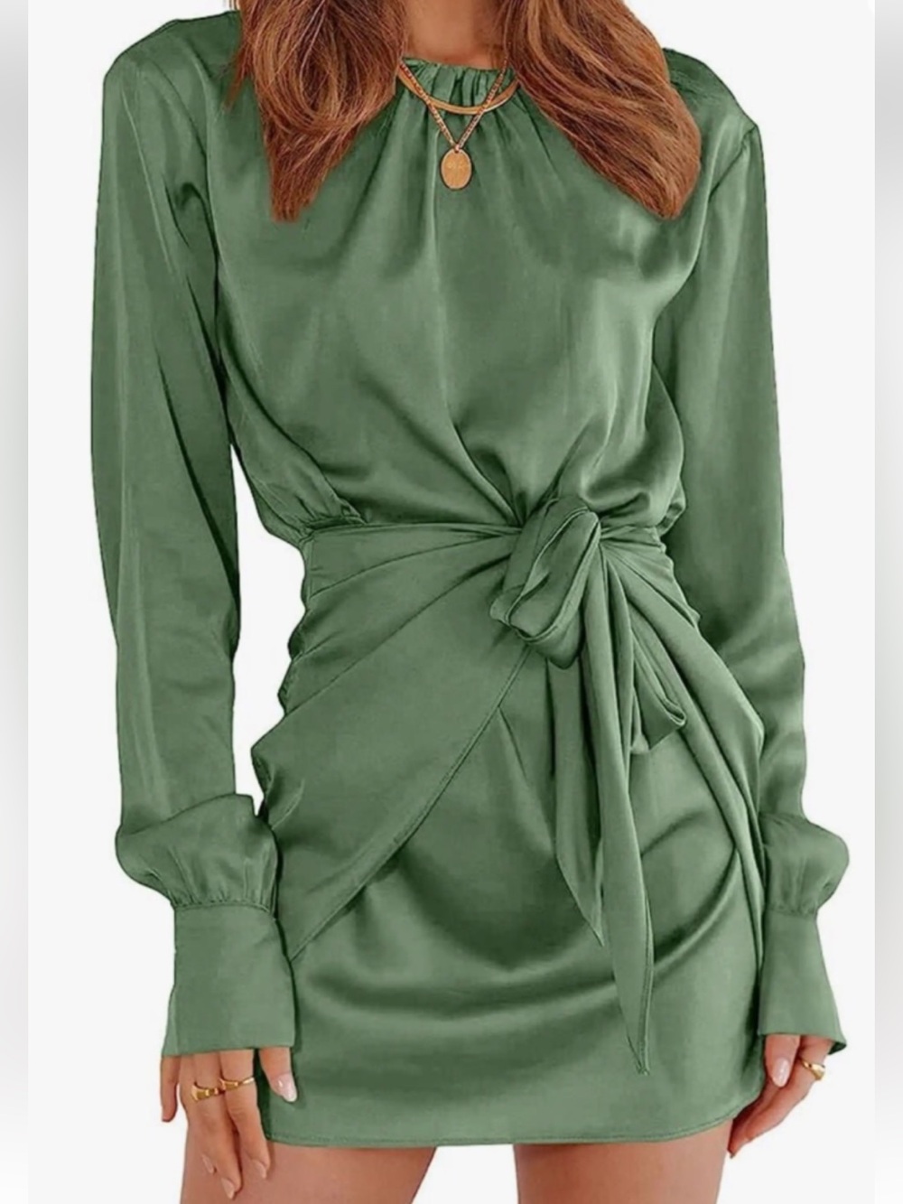 NWT Pretty Garden Green Faux Wrap Dress Large